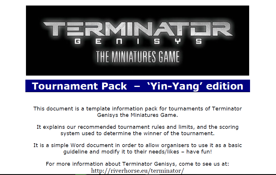 Tournament Pack for Terminator Genisys The Miniatures Game by River Horse
