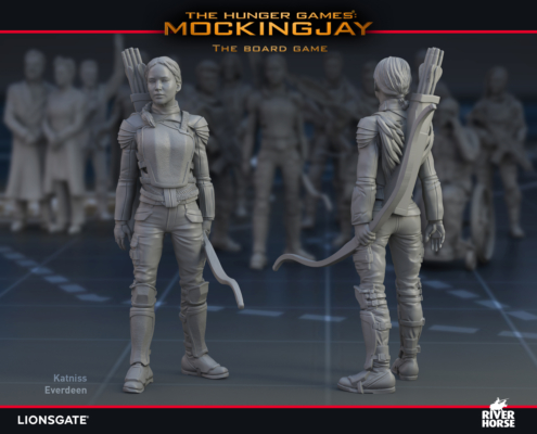 Render of Katniss Everdeen for The Hunger Games: Mockingjay - The Board Game by River Horse