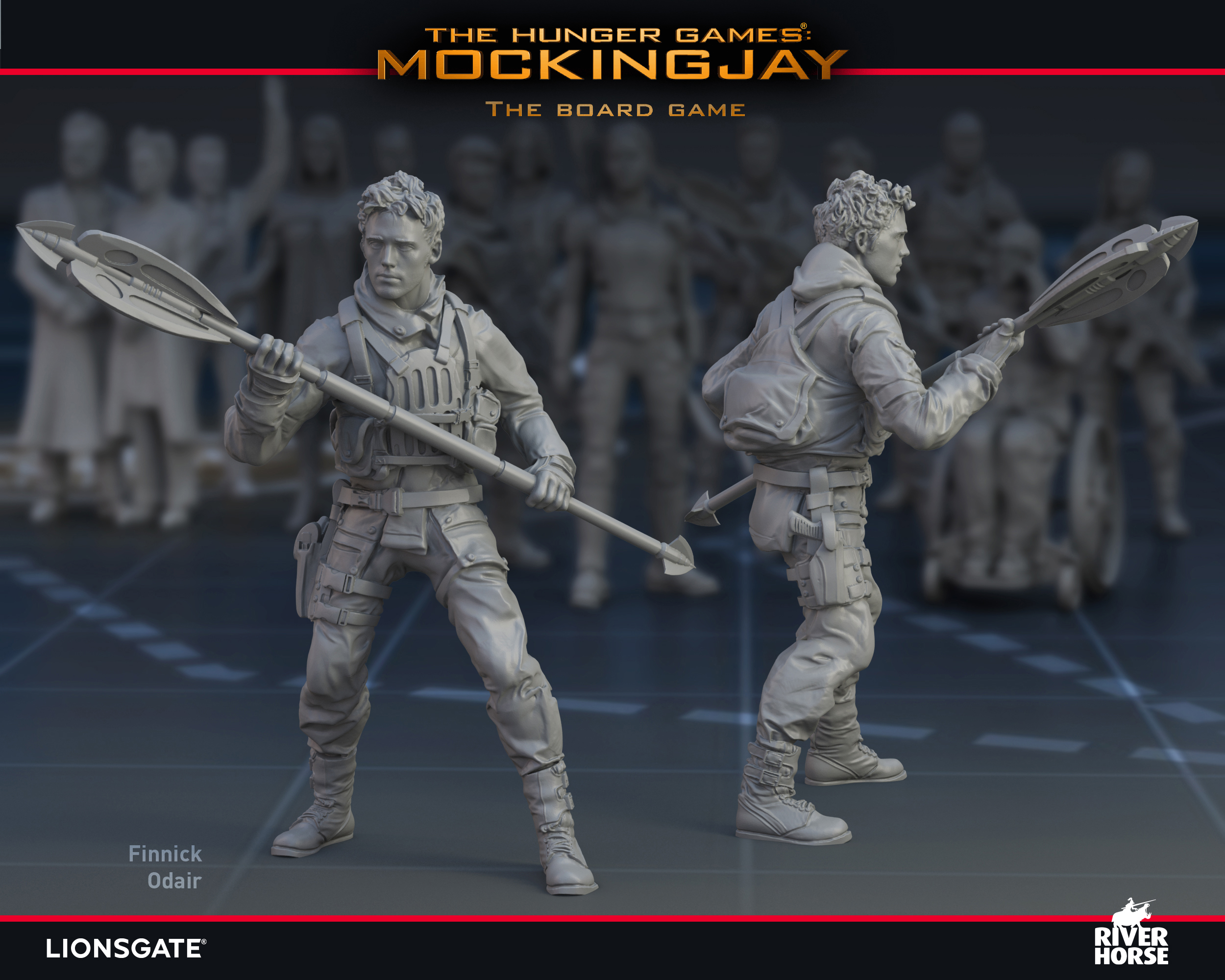 Render of Finnick for The Hunger Games: Mockingjay - The Board Game by River Horse
