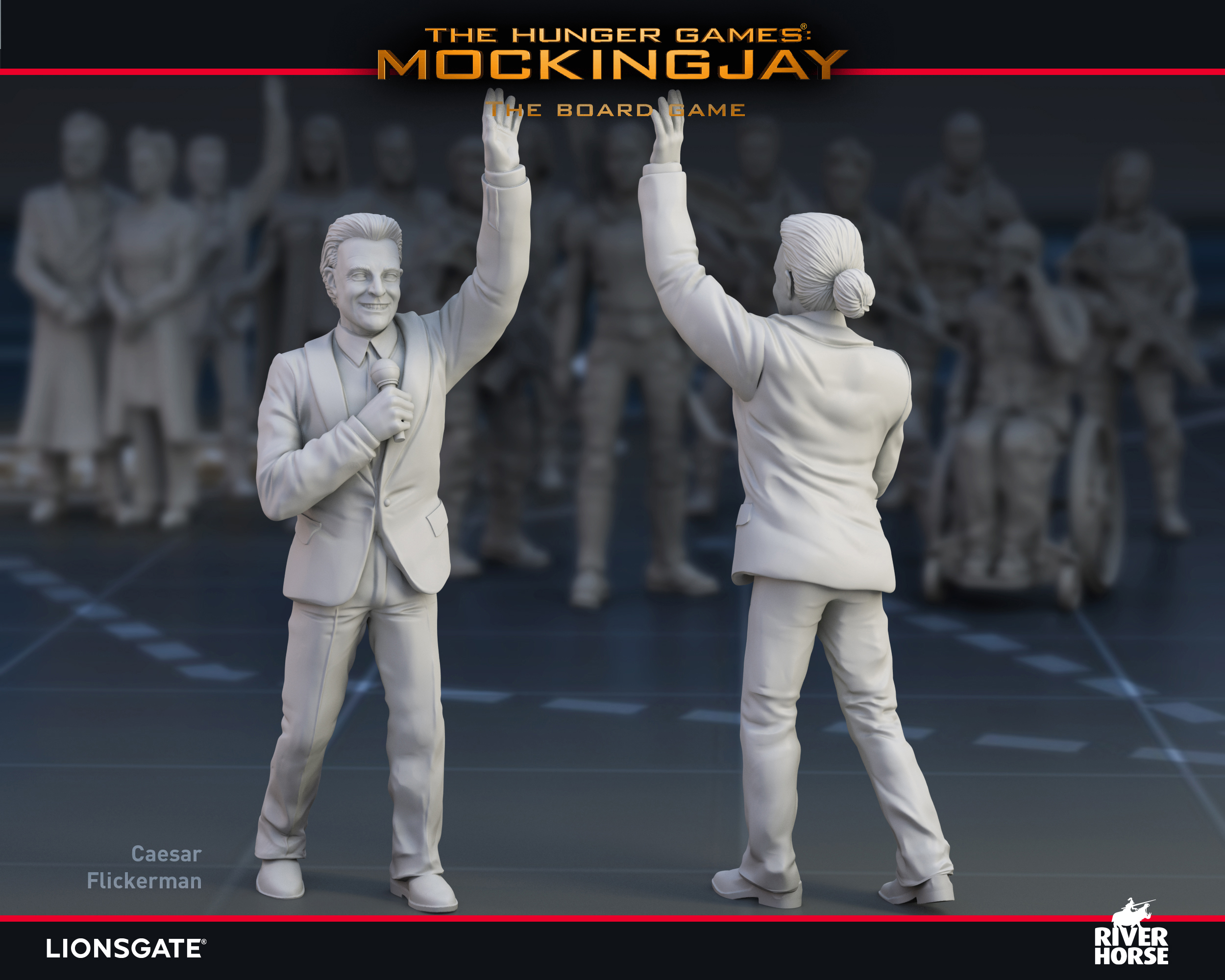 Render of Caesar Flickerman for The Hunger Games: Mockingjay - The Board Game by River Horse